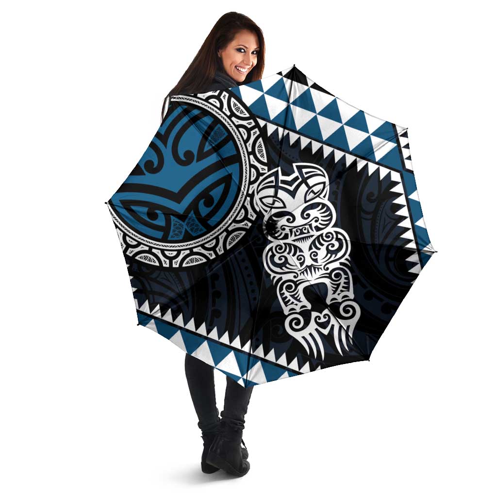 Blue Aotearoa Niho Taniwha Umbrella Maori Mythology Tooth - Taniko Motifs - Aussie Hoodie