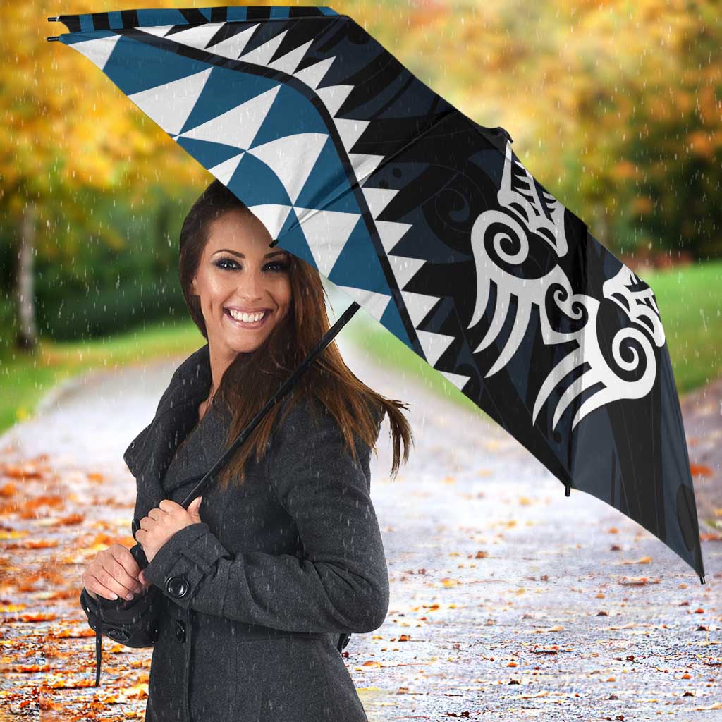 Blue Aotearoa Niho Taniwha Umbrella Maori Mythology Tooth - Taniko Motifs - Aussie Hoodie