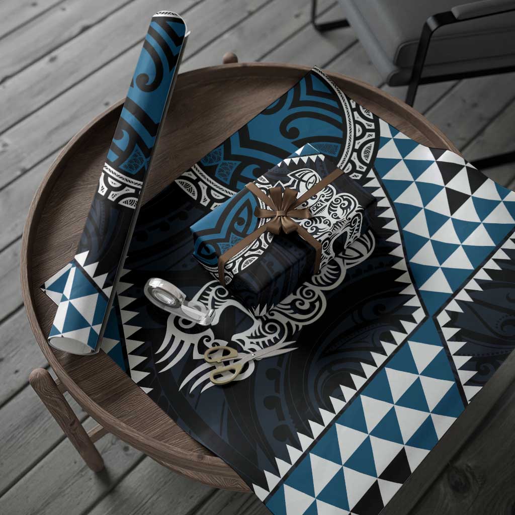 Blue Aotearoa Niho Taniwha Wrapping Paper Maori Mythology Tooth - Taniko Motifs - Aussie Hoodie