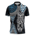 Blue Aotearoa Niho Taniwha Zipper Polo Shirt Maori Mythology Tooth - Taniko Motifs - Aussie Hoodie