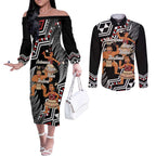 Aotearoa Kapa Haka Couples Matching Off The Shoulder Long Sleeve Dress and Long Sleeve Button Shirt 2025 Festival - Traditional Maori Dance