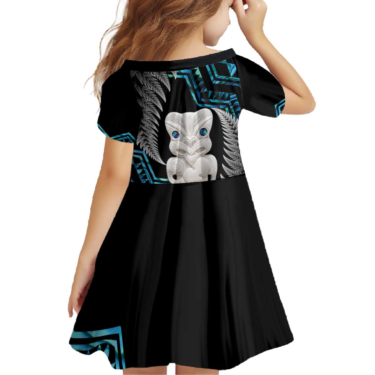 Aotearoa Taniko Paua Shell With Hei Tiki Family Matching Off The Shoulder Long Sleeve Dress and Hawaiian Shirt