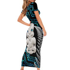 Aotearoa Taniko Paua Shell With Hei Tiki Family Matching Short Sleeve Bodycon Dress and Hawaiian Shirt