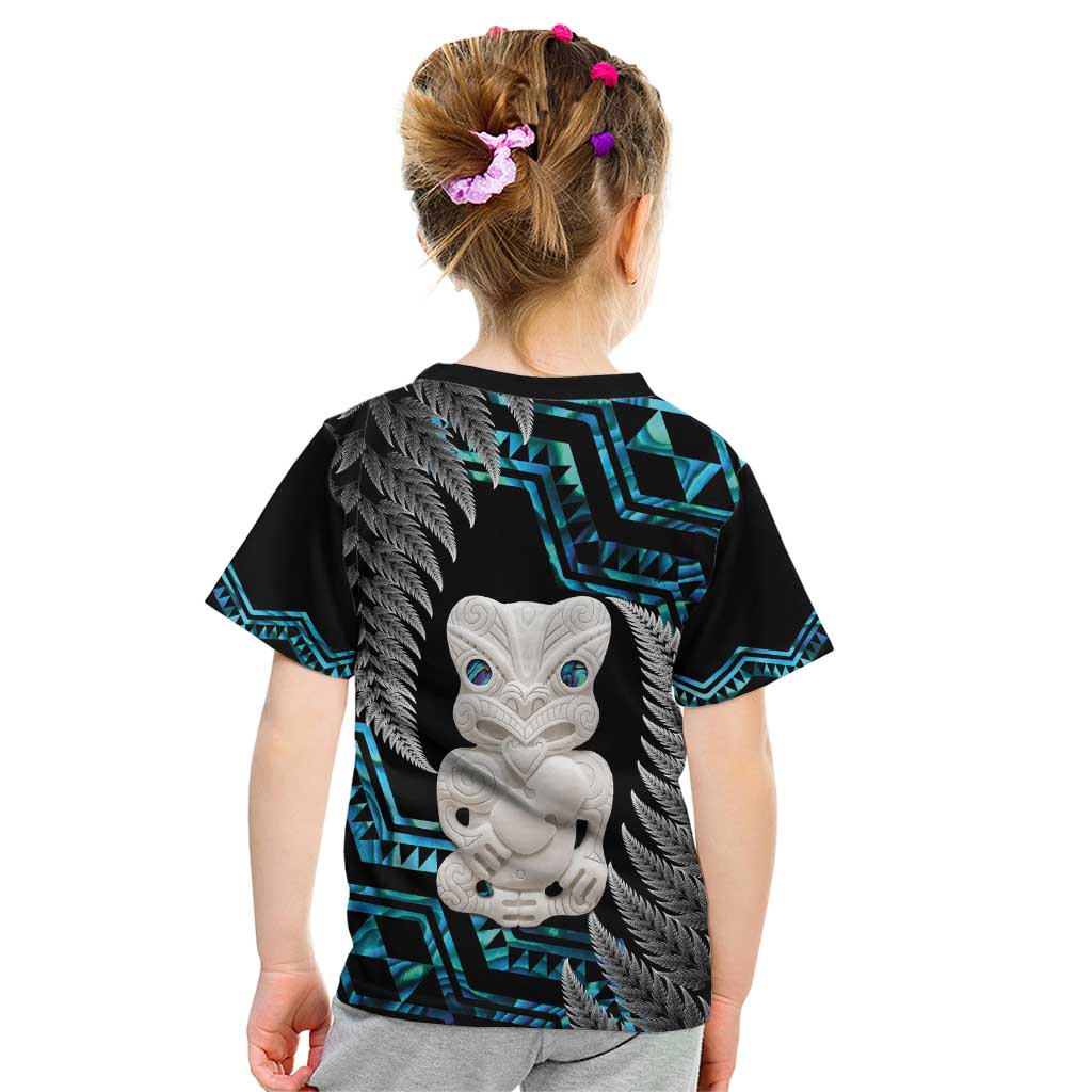 Aotearoa Taniko Paua Shell With Hei Tiki Kid T Shirt