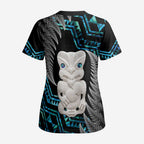 Aotearoa Taniko Paua Shell With Hei Tiki Scrub Top - Aussie Hoodie