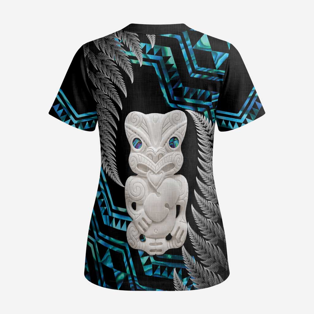 Aotearoa Taniko Paua Shell With Hei Tiki Scrub Top - Aussie Hoodie