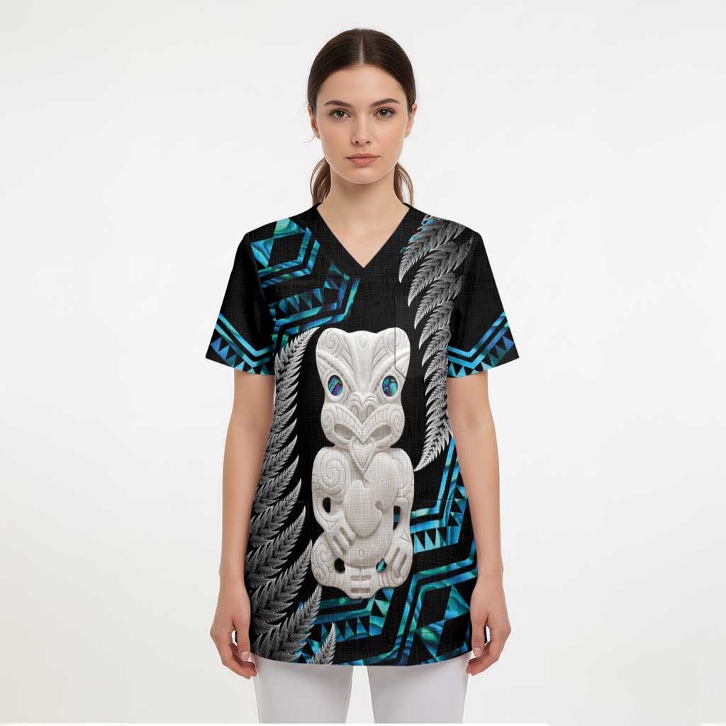 Aotearoa Taniko Paua Shell With Hei Tiki Scrub Top - Aussie Hoodie
