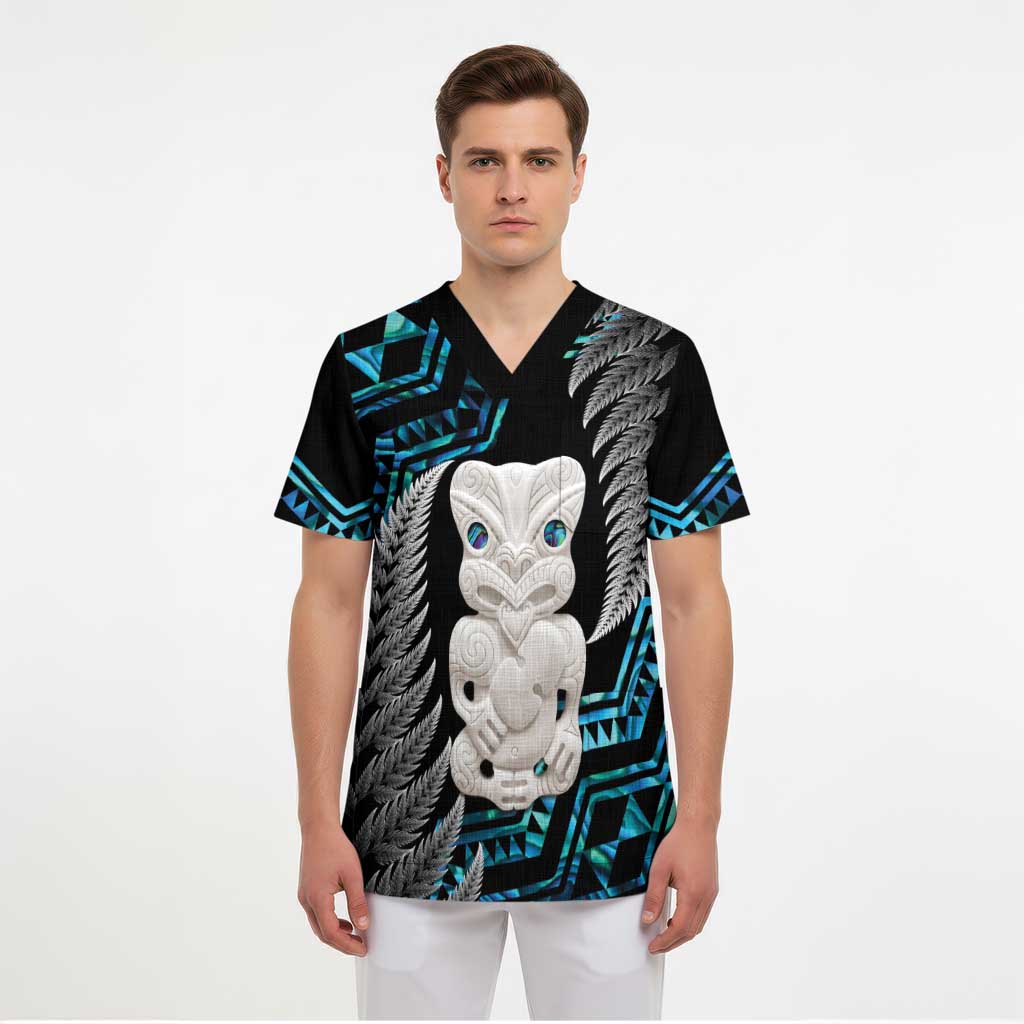 Aotearoa Taniko Paua Shell With Hei Tiki Scrub Top - Aussie Hoodie