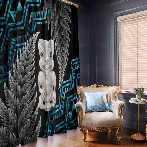 Aotearoa Taniko Paua Shell With Hei Tiki Window Curtain