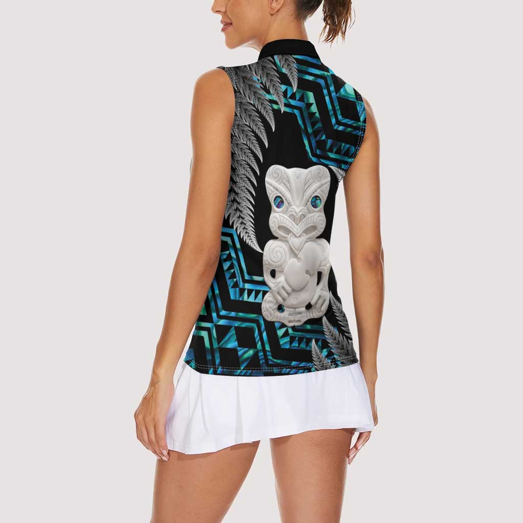 Aotearoa Taniko Paua Shell With Hei Tiki Women Sleeveless Polo Shirt