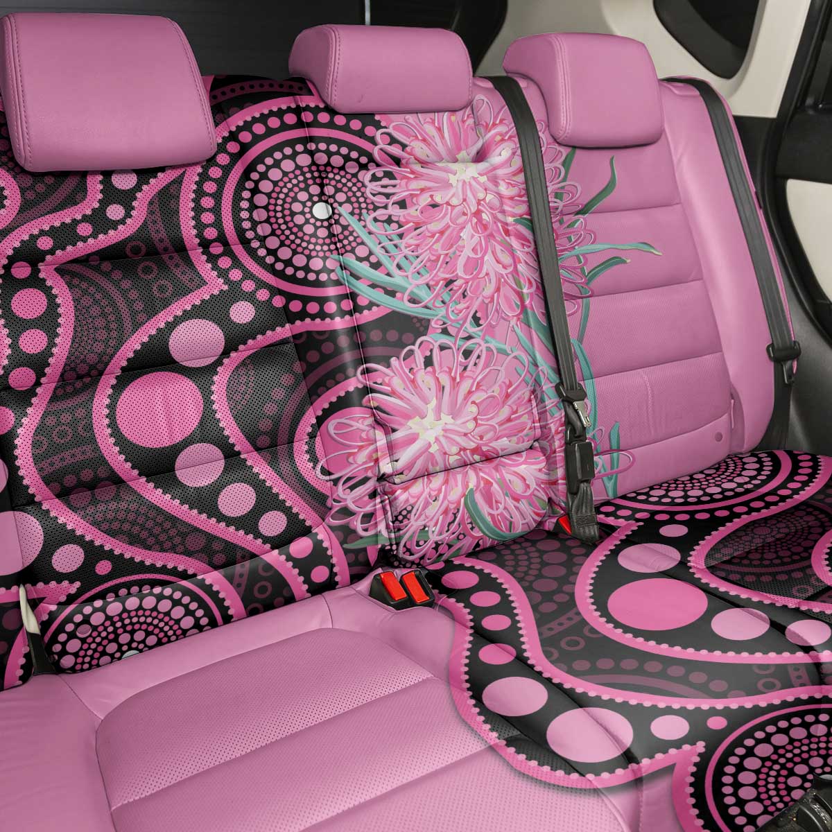 Australia Grevillea Back Car Seat Cover Aussie Native Spider Flower Indigenous Art