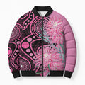 Australia Grevillea Bomber Puffer Jacket Aussie Native Spider Flower Indigenous Art