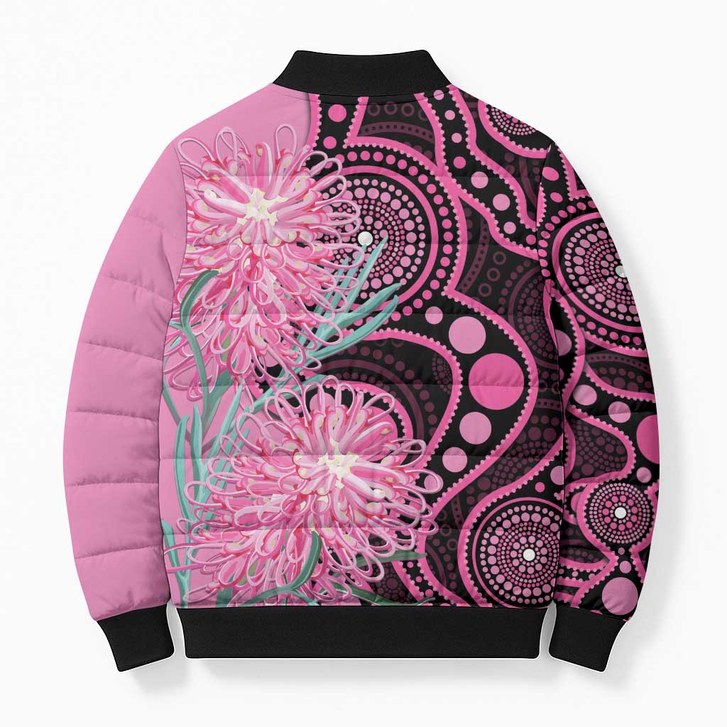 Australia Grevillea Bomber Puffer Jacket Aussie Native Spider Flower Indigenous Art