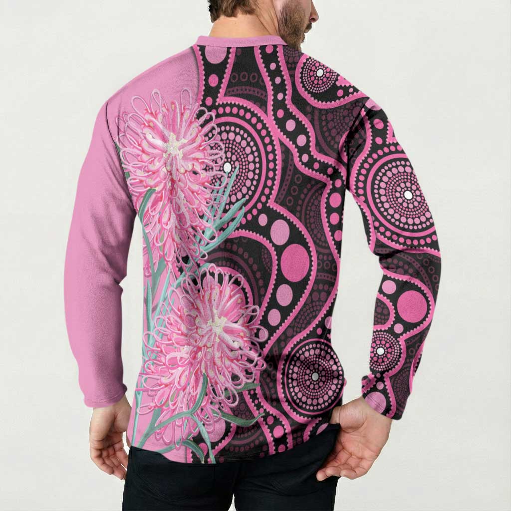 Australia Grevillea Button Sweatshirt Aussie Native Spider Flower Indigenous Art