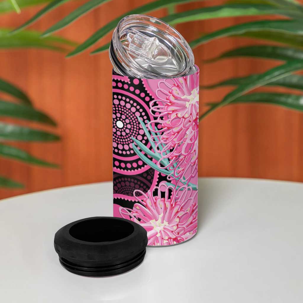 Australia Grevillea 4 in 1 Can Cooler Tumbler Aussie Native Spider Flower Indigenous Art