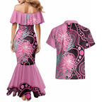 Australia Grevillea Couples Matching Mermaid Dress and Hawaiian Shirt Aussie Native Spider Flower Indigenous Art