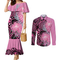Australia Grevillea Couples Matching Mermaid Dress and Long Sleeve Button Shirt Aussie Native Spider Flower Indigenous Art