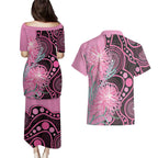 Australia Grevillea Couples Matching Puletasi and Hawaiian Shirt Aussie Native Spider Flower Indigenous Art