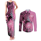 Australia Grevillea Couples Matching Tank Maxi Dress and Long Sleeve Button Shirt Aussie Native Spider Flower Indigenous Art
