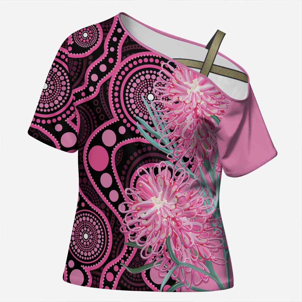 Australia Grevillea Cross Shoulder Shirt Aussie Native Spider Flower Indigenous Art