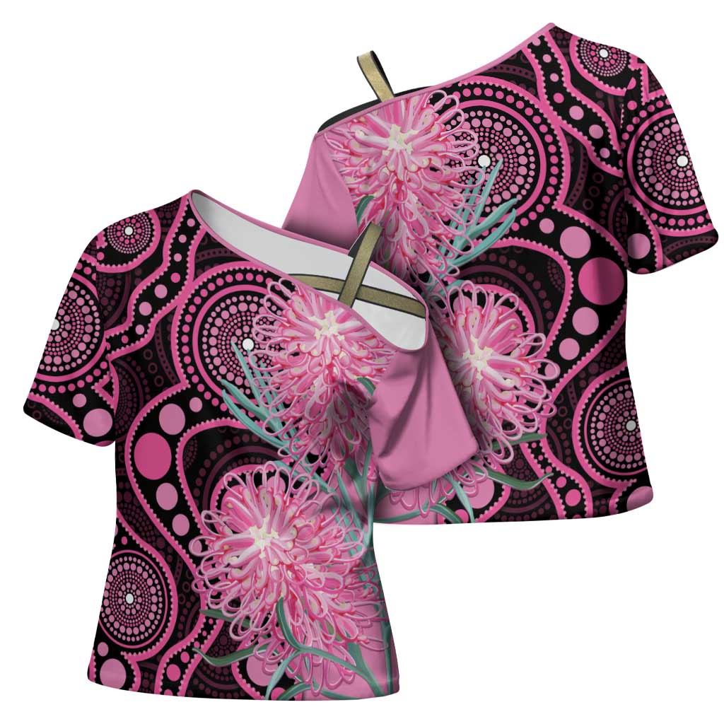 Australia Grevillea Cross Shoulder Shirt Aussie Native Spider Flower Indigenous Art