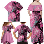 Australia Grevillea Family Matching Off Shoulder Maxi Dress and Hawaiian Shirt Aussie Native Spider Flower Indigenous Art