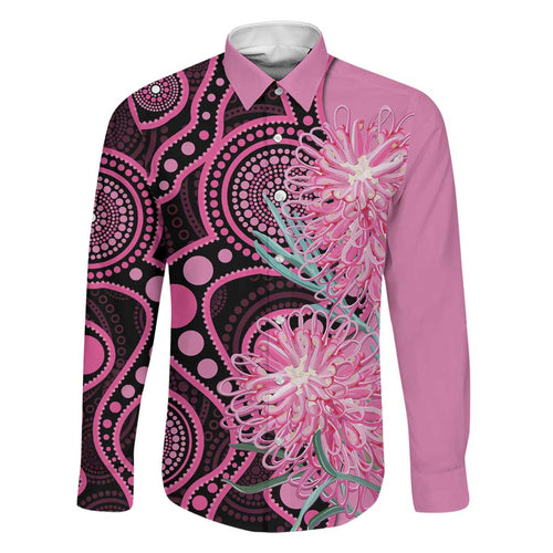 Australia Grevillea Family Matching Off Shoulder Maxi Dress and Hawaiian Shirt Aussie Native Spider Flower Indigenous Art