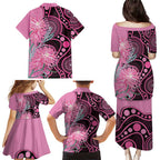 Australia Grevillea Family Matching Puletasi and Hawaiian Shirt Aussie Native Spider Flower Indigenous Art