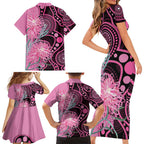 Australia Grevillea Family Matching Short Sleeve Bodycon Dress and Hawaiian Shirt Aussie Native Spider Flower Indigenous Art