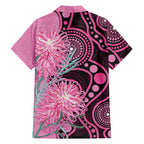 Australia Grevillea Family Matching Short Sleeve Bodycon Dress and Hawaiian Shirt Aussie Native Spider Flower Indigenous Art