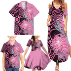 Australia Grevillea Family Matching Summer Maxi Dress and Hawaiian Shirt Aussie Native Spider Flower Indigenous Art