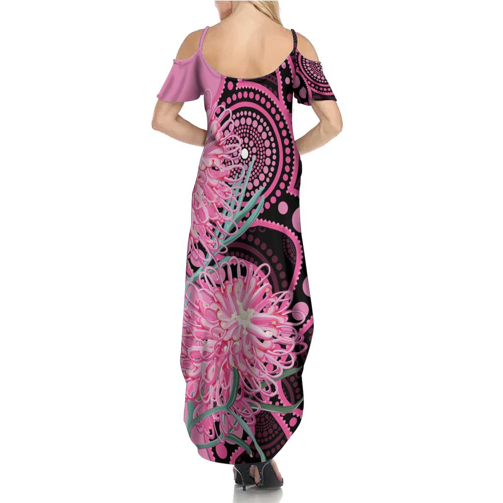 Australia Grevillea Family Matching Summer Maxi Dress and Hawaiian Shirt Aussie Native Spider Flower Indigenous Art