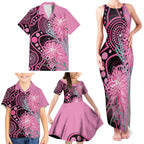 Australia Grevillea Family Matching Tank Maxi Dress and Hawaiian Shirt Aussie Native Spider Flower Indigenous Art