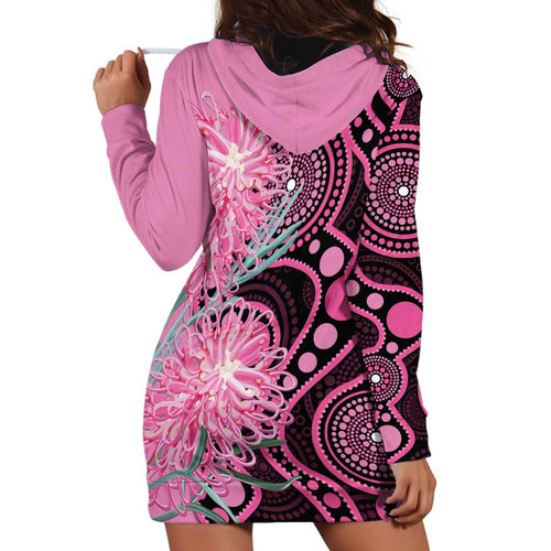 Australia Grevillea Hoodie Dress Aussie Native Spider Flower Indigenous Art