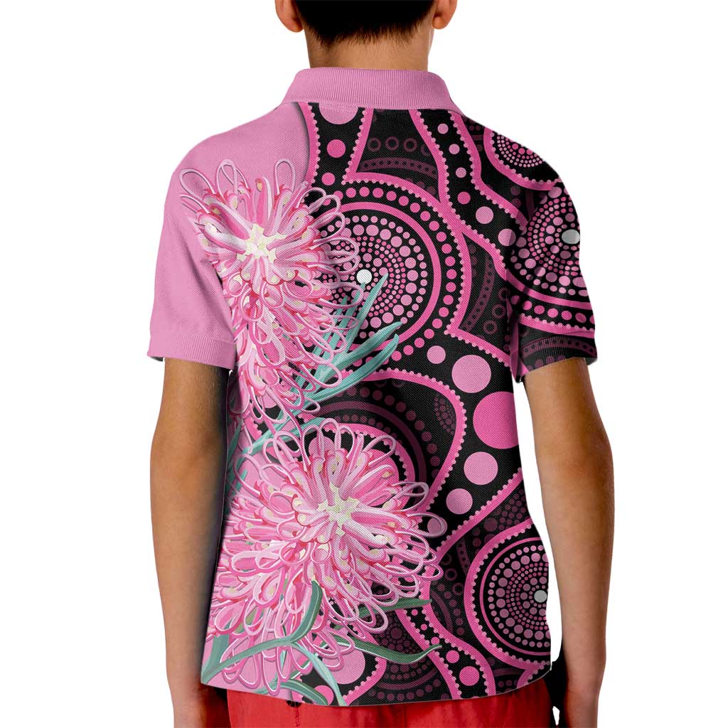 Australia Grevillea Kid Polo Shirt Aussie Native Spider Flower Indigenous Art