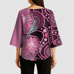 Australia Grevillea Kimono Sleeve Blouse Aussie Native Spider Flower Indigenous Art