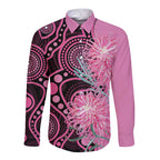 Australia Grevillea Long Sleeve Button Shirt Aussie Native Spider Flower Indigenous Art