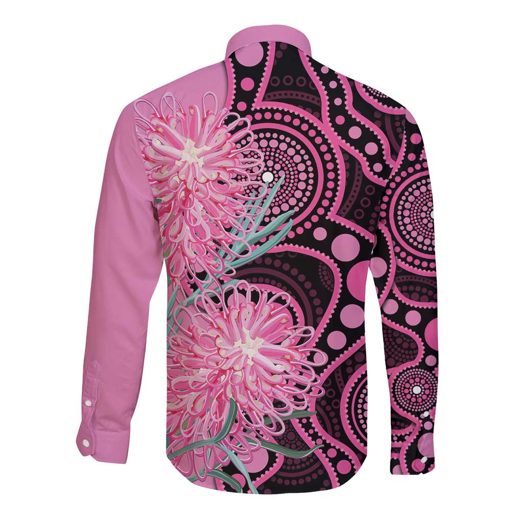Australia Grevillea Long Sleeve Button Shirt Aussie Native Spider Flower Indigenous Art