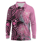 Australia Grevillea Long Sleeve Polo Shirt Aussie Native Spider Flower Indigenous Art