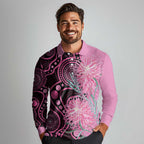 Australia Grevillea Long Sleeve Polo Shirt Aussie Native Spider Flower Indigenous Art