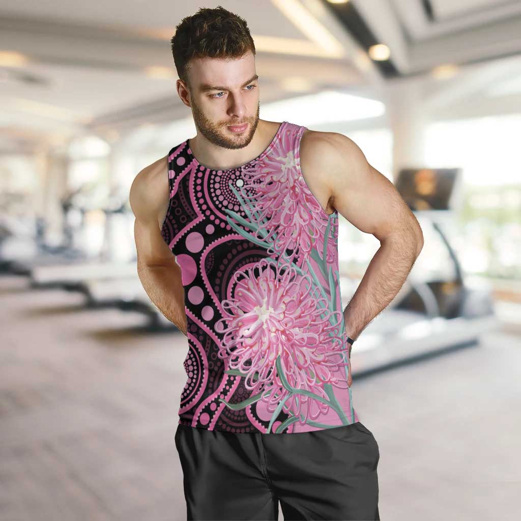 Australia Grevillea Men Tank Top Aussie Native Spider Flower Indigenous Art