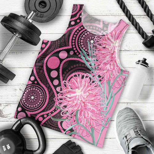 Australia Grevillea Men Tank Top Aussie Native Spider Flower Indigenous Art