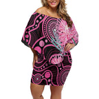 Australia Grevillea Off Shoulder Short Dress Aussie Native Spider Flower Indigenous Art