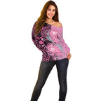 Australia Grevillea Off Shoulder Sweater Aussie Native Spider Flower Indigenous Art