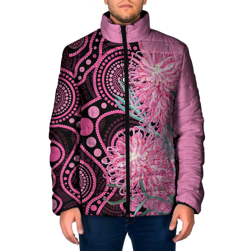Australia Grevillea Padded Jacket Aussie Native Spider Flower Indigenous Art
