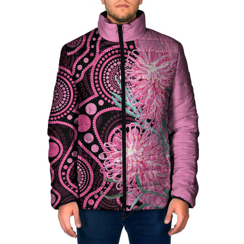Australia Grevillea Padded Jacket Aussie Native Spider Flower Indigenous Art
