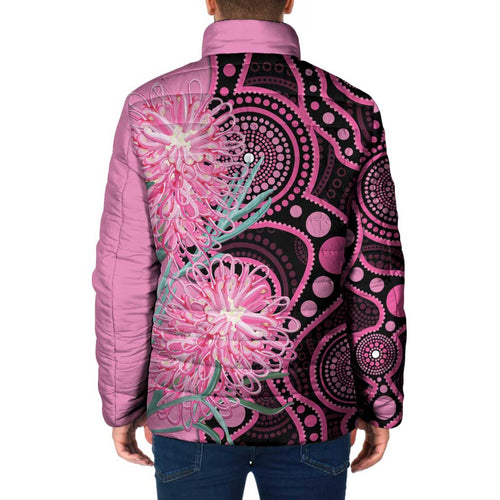 Australia Grevillea Padded Jacket Aussie Native Spider Flower Indigenous Art