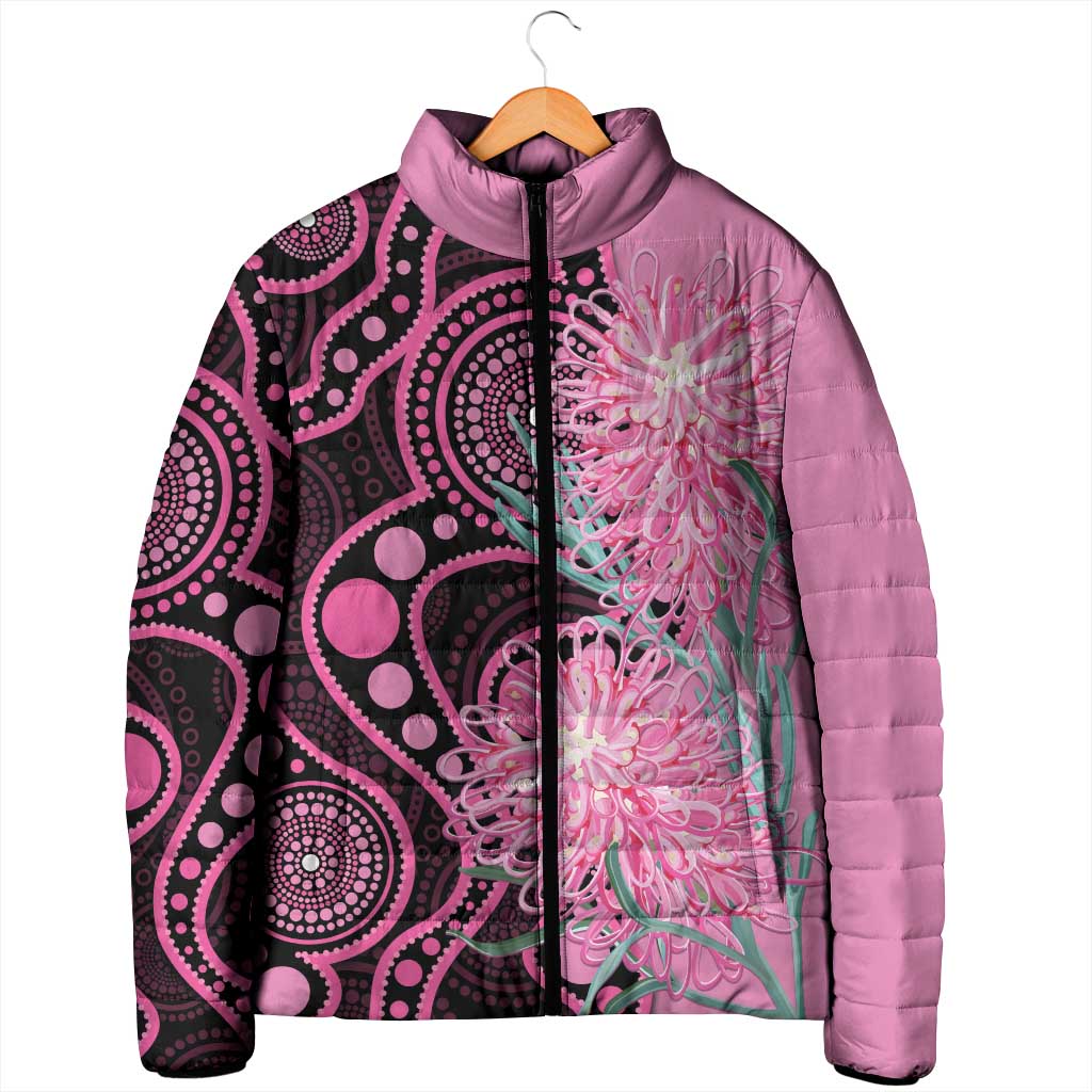 Australia Grevillea Padded Jacket Aussie Native Spider Flower Indigenous Art