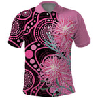 Australia Grevillea Polo Shirt Aussie Native Spider Flower Indigenous Art