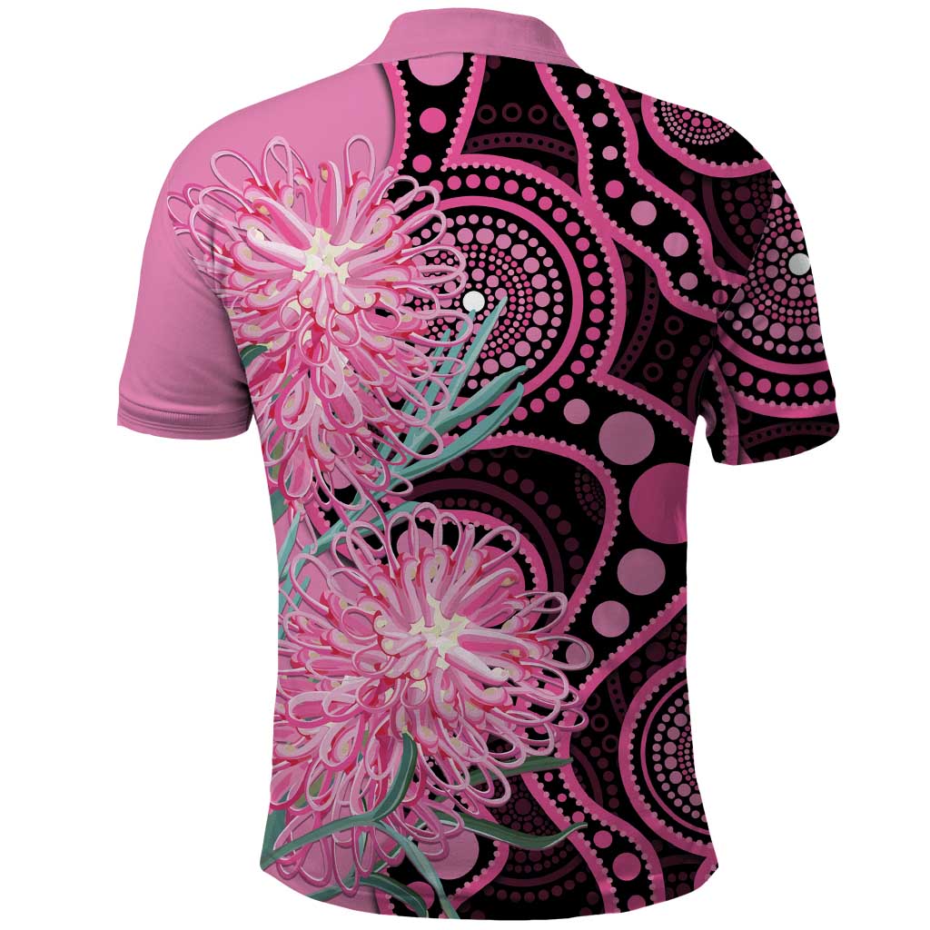 Australia Grevillea Polo Shirt Aussie Native Spider Flower Indigenous Art